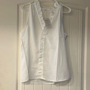 White Ruffle Blouse XL